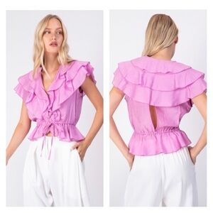 NWT Revolve Barbiecore Sabina Musayev Peony Pink Mimosa Drawstring Waist Size S